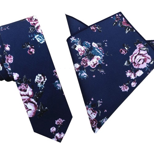 Mens Ties.navy Floral Ties.skinny Necktie.wedding Tie.mens Etsy