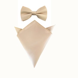 Champagne Cream Satin Pre tied Bow tie Man&#39;s Beige Bowtie Wedding Bowtie