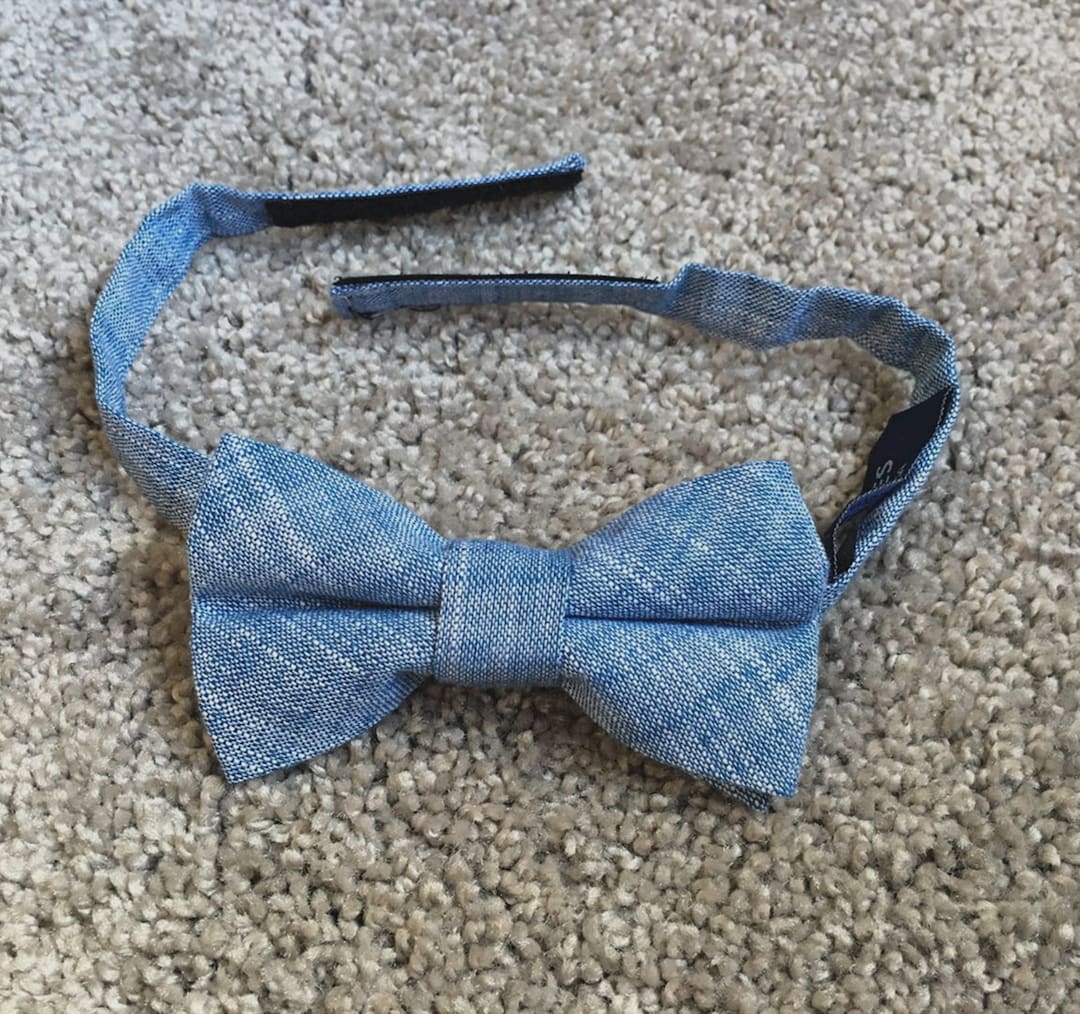 Navy Blue Pre Tied Kid Kids Infant Toddler Child Children Bow Tie Linen Bowties Wedding Bowtie