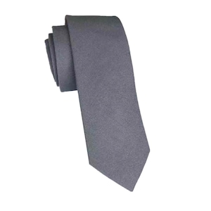 Grey Linen Skinny Tie Mans Necktie Natural Fabric Wedding Neckties