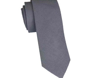 Grey Linen Skinny Tie Mans Necktie Natural Fabric Wedding Neckties