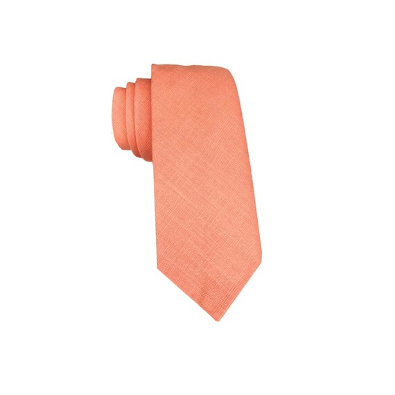 Lino de melon quemado 6.5cm corbata delgada corbata de lino de melocoton corbata de cuello para hombres corbata de boda corbata de novio corbata de novio Etsy Espana