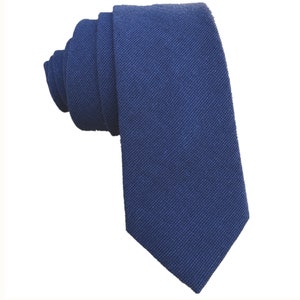 Navy Blue 6.5cm Skinny Tie Wedding Ties  Cotton Necktie Mens Neckties