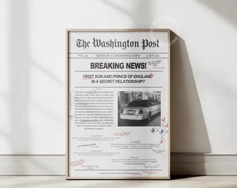 Red, White and Royal Blue - Alex and Henry Newspaper Poster Minimal