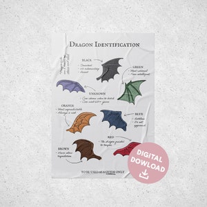 Fourth Wing Dragon Identification Class Notes Poster Minimal