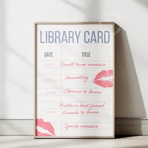 Bibliotheksausweis; Buch Trope Poster digitaler Download Buchliebhaber