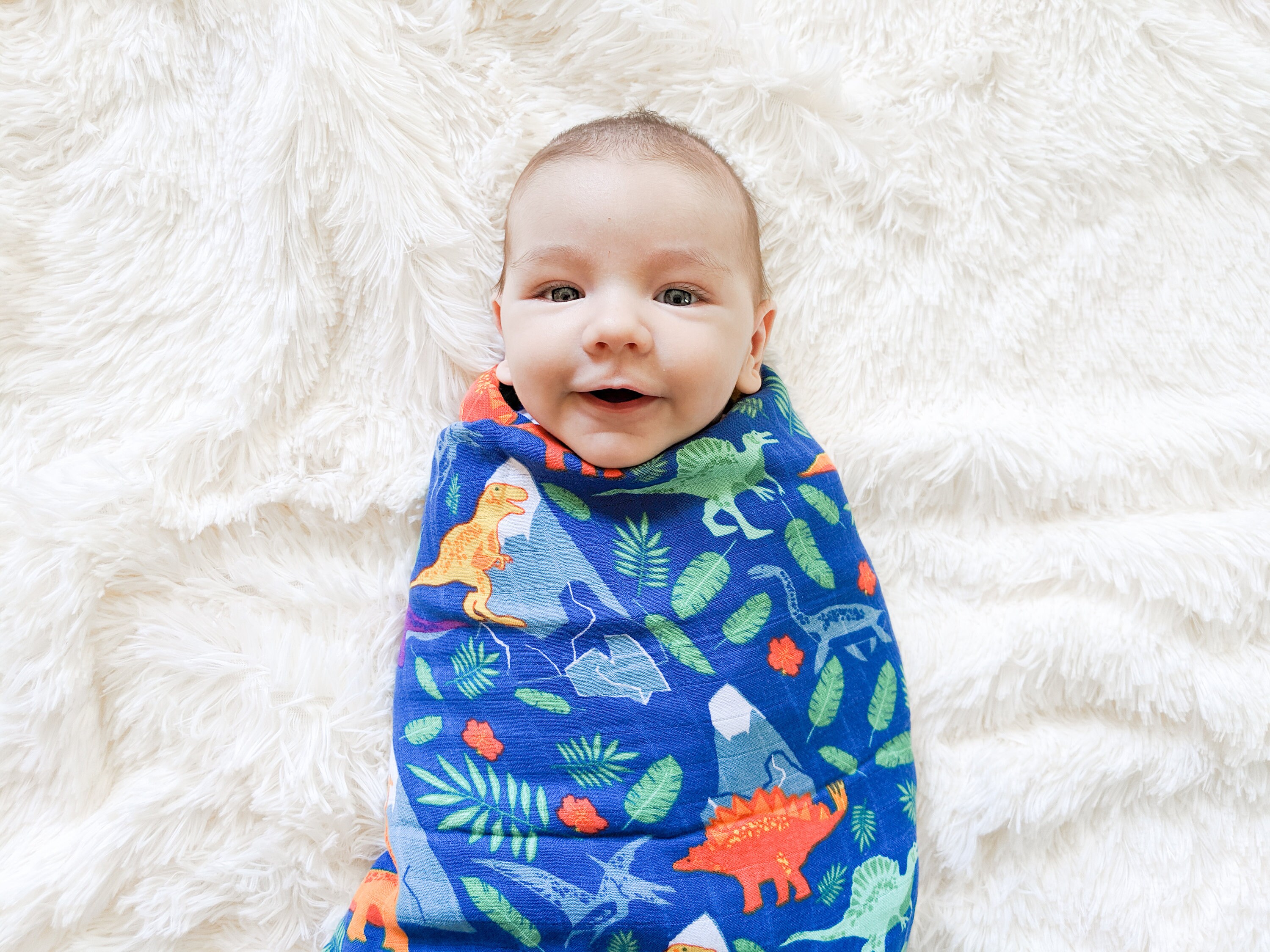 Rainbow Dinosaurs Baby Swaddle Blanket Bamboo Cotton Blend Etsy