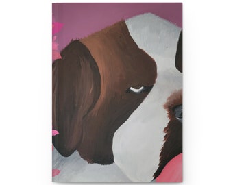 Hand-painted Saint Bernard Dog Hardcover Journal