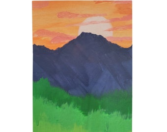 Hand-painted Mountain Sunset Velveteen Plush Blanket