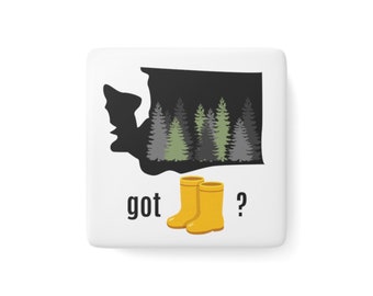 Got Boots Washington State Porcelain Magnet, Square