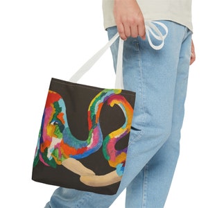 Hand-painted Colorful Elephants Tote Bag