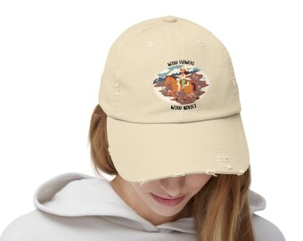 Wild Flowers Wild Horses Unisex Distressed Cap Hat