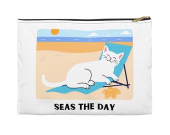 Seas the Day Beach Cat Accessory Pouch Purse