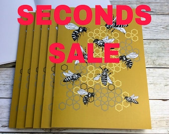 3 or 6 Bee Notebooks Seconds Sale  - Bargain Bee Notebooks - Reduced Bee Journals - Notebooks