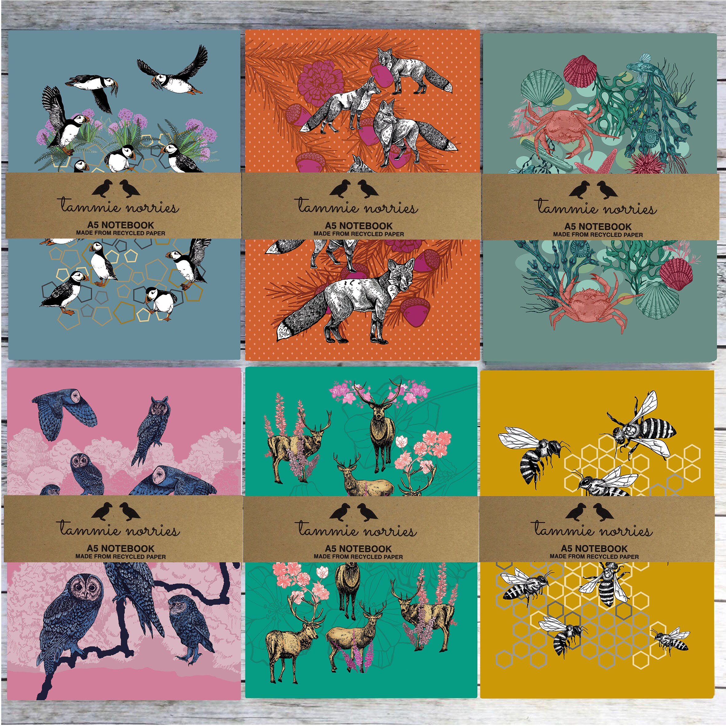 Set of Notebooks 3 Recycled A5 Notebooks UK Tammie Norries Etsy