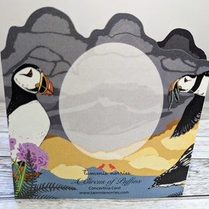 Concertina Puffin Card, Folded Puffin Double Sided Card, Wildlife Cut Paper Card UK, Set of Blank Cards image 6