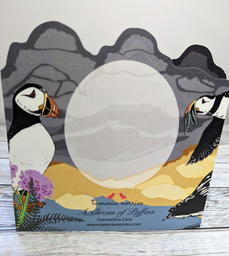 Concertina Puffin Card, Folded Puffin Double Sided Card, Wildlife Cut Paper Card UK, Set of Blank Cards image 6