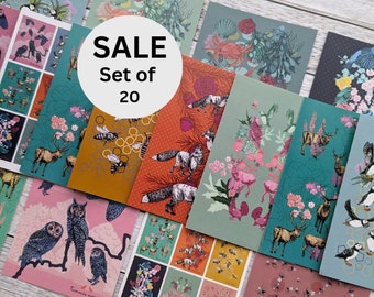 HALF PRICE SALE - Set of 20 Postcards - 20 Postcards - Discount Set of 20 Mixed Postcards - Wildlife Postcards - Scottish Postcards