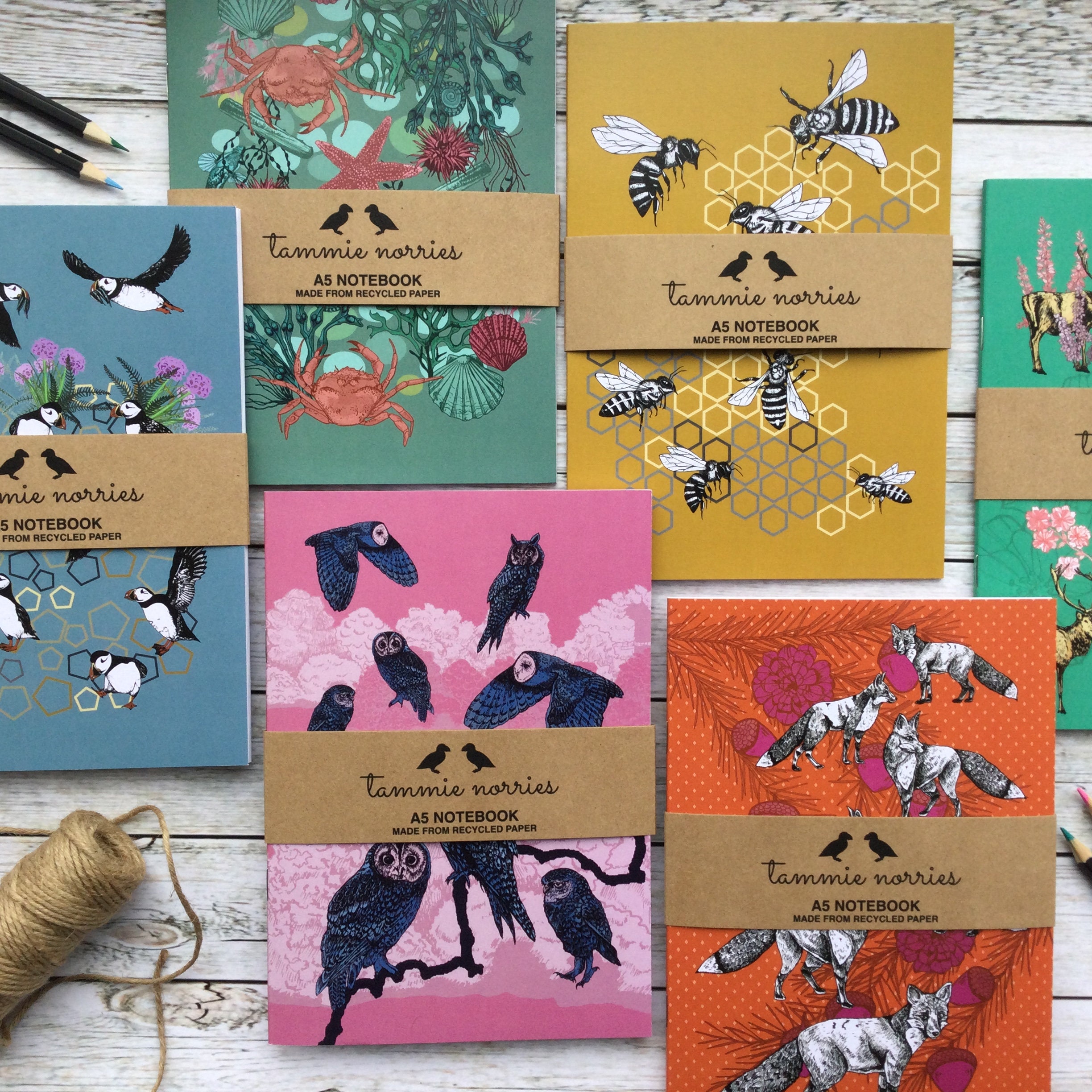 Set of Notebooks 3 Recycled A5 Notebooks UK Tammie Norries Etsy
