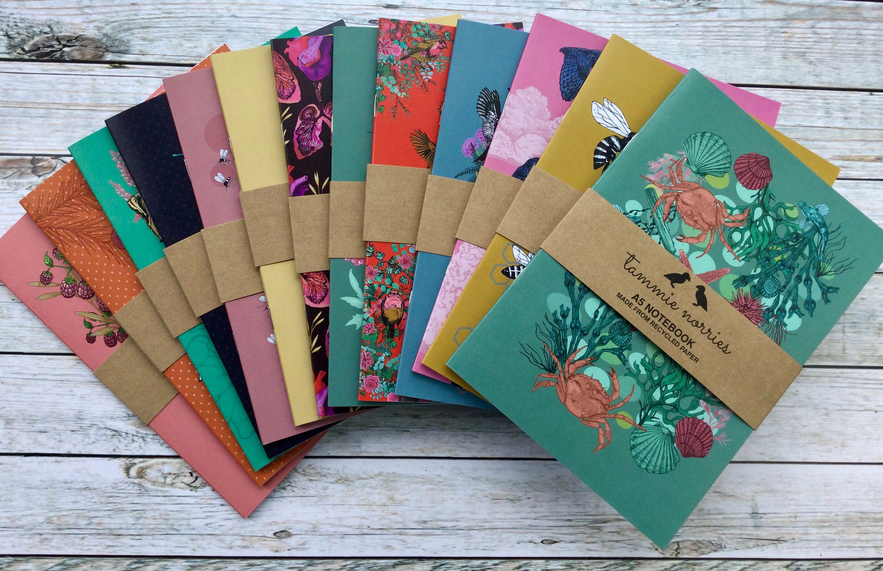 Set of Notebooks 3 Recycled A5 Notebooks UK Tammie Norries Etsy UK