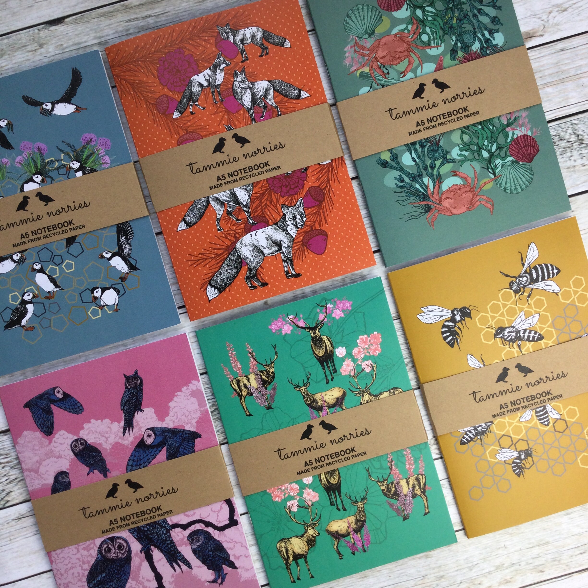 Set of Notebooks 3 Recycled A5 Notebooks UK Tammie Norries Etsy