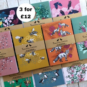 Set of Notebooks - 3 Recycled A5 Notebooks UK- Tammie Norries Notebooks - Notebook Set - Notebook Pack - Notebooks