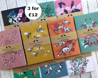 Set of Notebooks - 3 Recycled A5 Notebooks UK- Tammie Norries Notebooks - Notebook Set - Notebook Pack - Notebooks