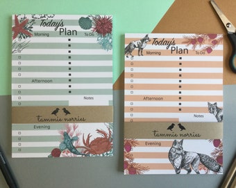 A5 Daily Planner Notepad - Recycled Notepad - Rockpool Notebook Planner - Fox Daily Planner Pad