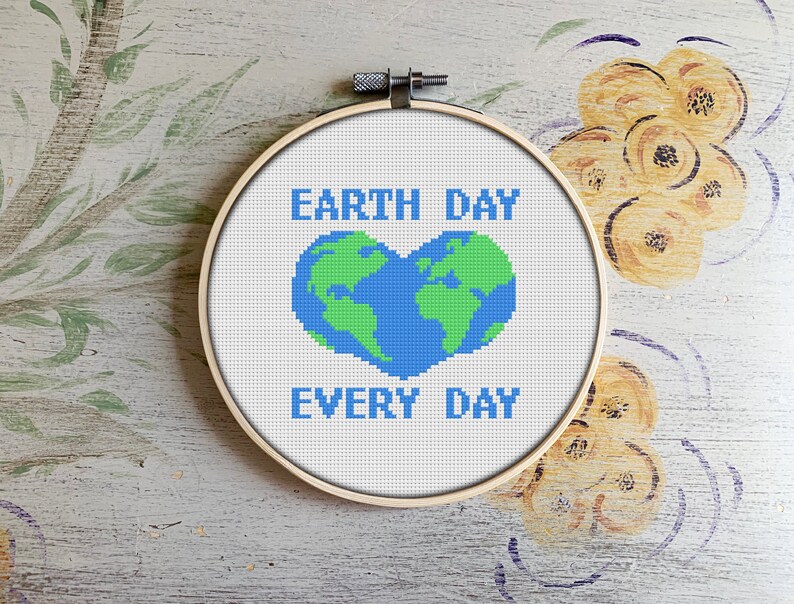 Earth Day Every Day Cross Stitch Pattern PDF image 1