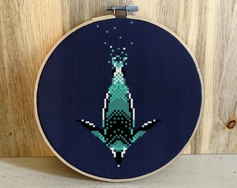 Diving Penguin Modern Cross Stitch Pattern