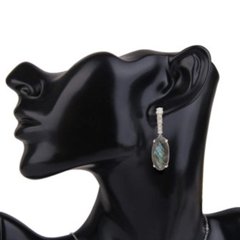 fashinable silver 925 earrings stone LABRADORITE