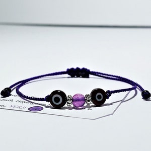 Evil Eye Bracelet Pulsera Mal de Ojo Adult Protection Bracelet Obstacle Remover Purple Evil Eye Bracelet Envy Protection Eye String Bracelet