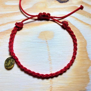 Red St Benedict Protection Bracelet | Gold Plated Charm, Braided Nylon Cord