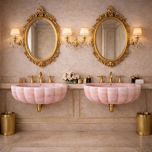 Pink Onyx Wall-Mounted Sink – Handmade Luxury Basin by GemLook