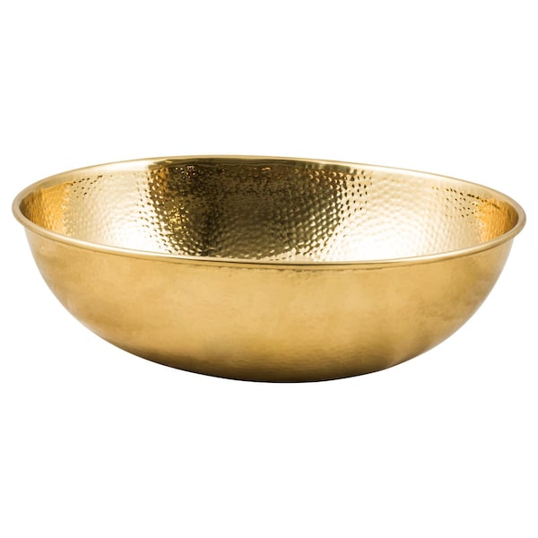 Hammered brass oval vessel sink