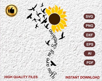 Download Free Splendid Bright 18kgp Gold P Sunflower You Are My Sunshine Etsy SVG Cut Files