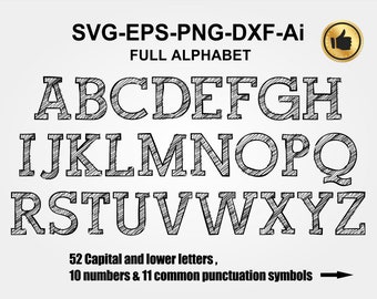 Alphabet SVG Fonts Cutfile, Sketch font svg, Handwritten digital Cricut font Svg, Silhouette Cameo, Digital files, Svg Dxf EPS Ai Png