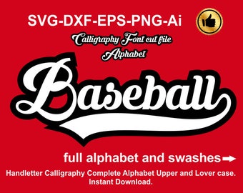 Baseball Font svg Baseball Alphabet Baseball Letters svg font with swashes Sports Fonts for cricut Silhouette - svg eps dxf png Ai