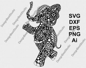 Elephant Svg Mandala Cut Files Elephant Mandala Elephant Etsy