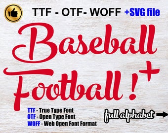 Baseball TTF font, SVG font, Installable font, OTF font, woff font, digital font, Cricut font, Silhouette Cameo font