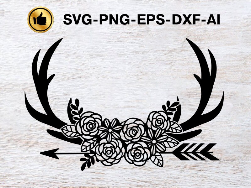 Deer Antlers SVG 2 Floral Deer Antlers SVG Deer Antlers | Etsy