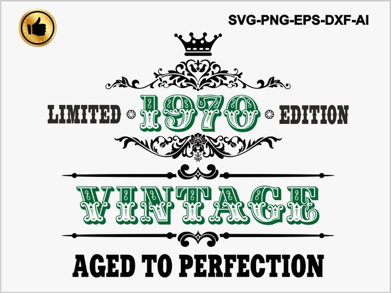 Download 50th Birthday svg Vintage 1970 svg Aged to Perfection | Etsy