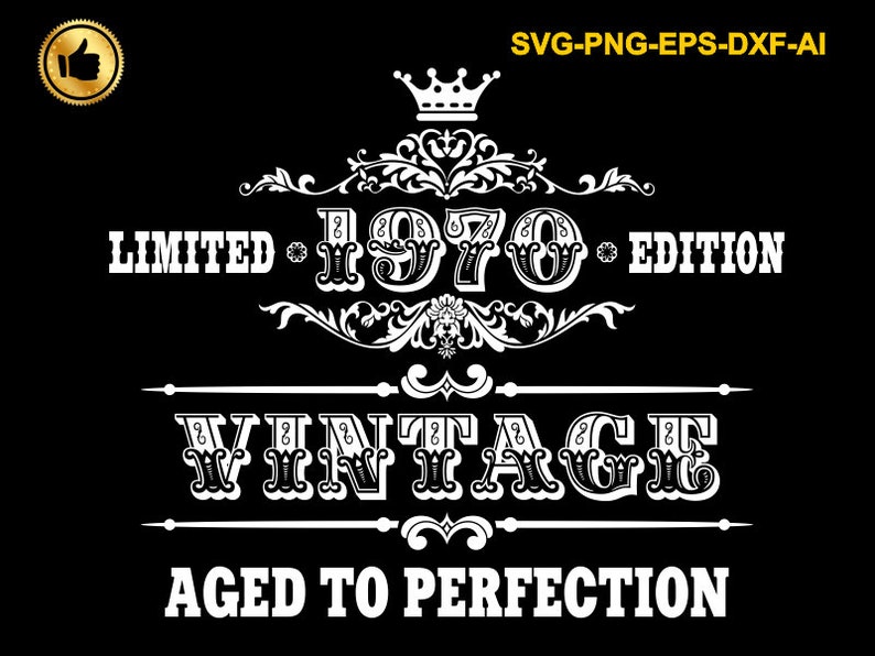Download 50th Birthday svg Vintage 1970 svg Aged to Perfection | Etsy