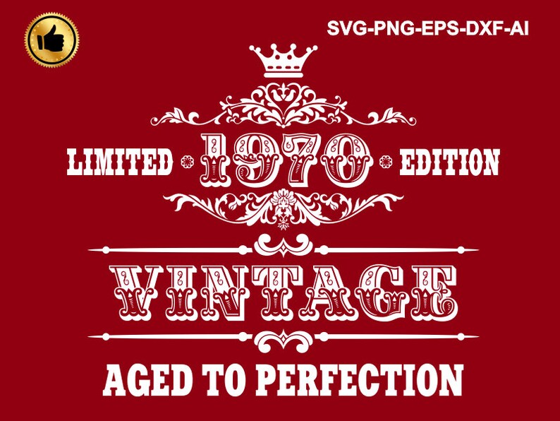 Download 50th Birthday svg Vintage 1970 svg Aged to Perfection | Etsy