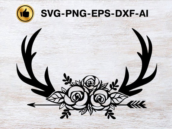 Download Deer Antlers Svg Floral Deer Antlers Svg Deer Antlers Etsy