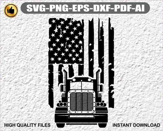 Download American Flag Trucker Svg Semi Truck Front View 18 Wheeler 16 Etsy