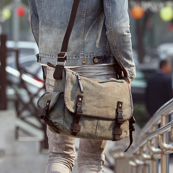 mens waxed canvas bag