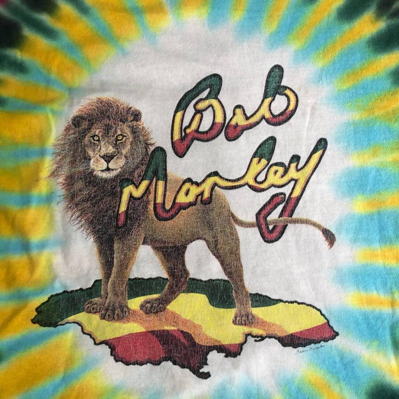 90/'s Bob Marley Rainbow Tye Dye Tee Rare