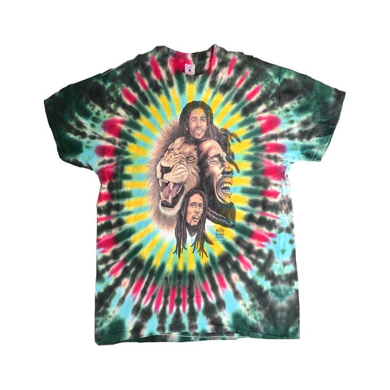 90/'s Bob Marley Rainbow Tye Dye Tee Rare