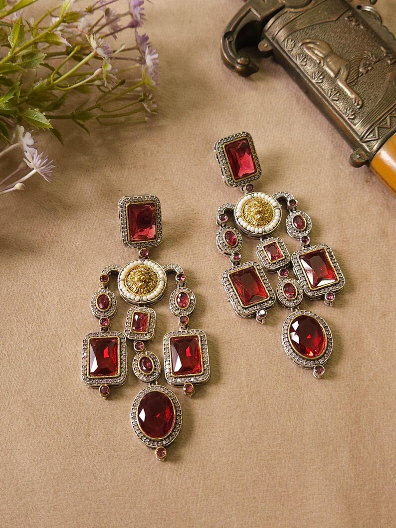 Sabyasachi Gold Polki Multi Layer Dangler Fusion Earrings: Indian ...